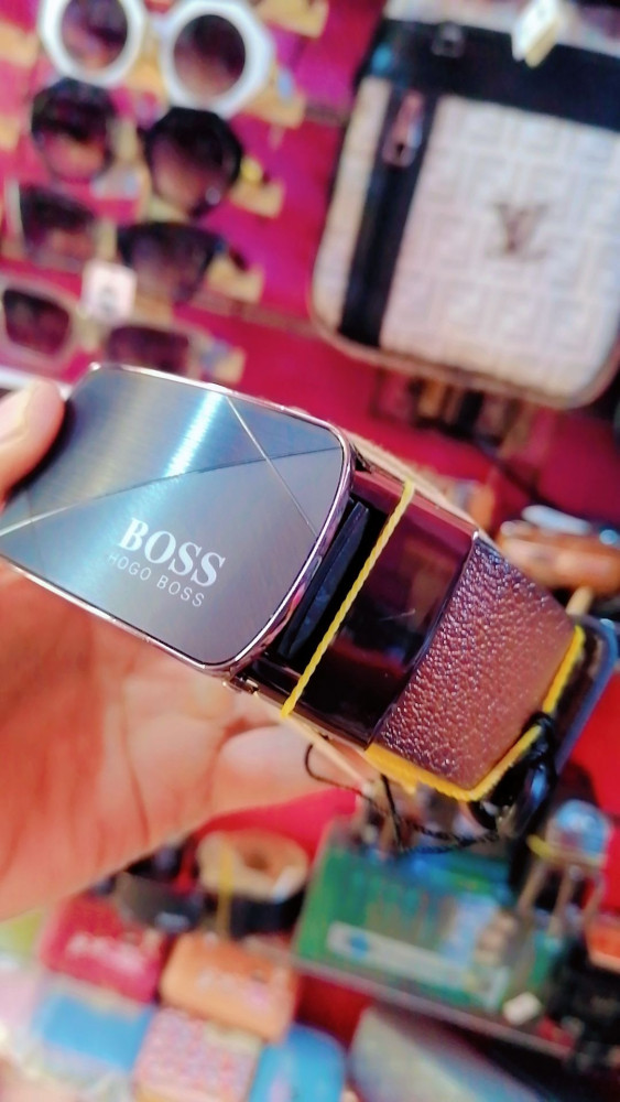 حزام رجالي جلد طبيعي مستورد تركي ماركة boss